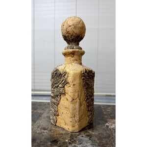Vintage Italian Cork Bark Covered Glass Sardinia Decanter With Stopper Rustic